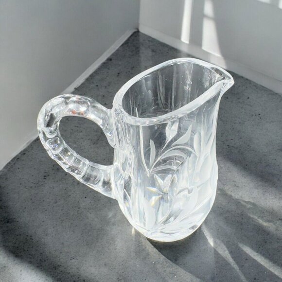 Vintage Clear Crystal Glass Miniature Small Pitcher Carafe Old Whimsical Decor - Picture 1 of 14